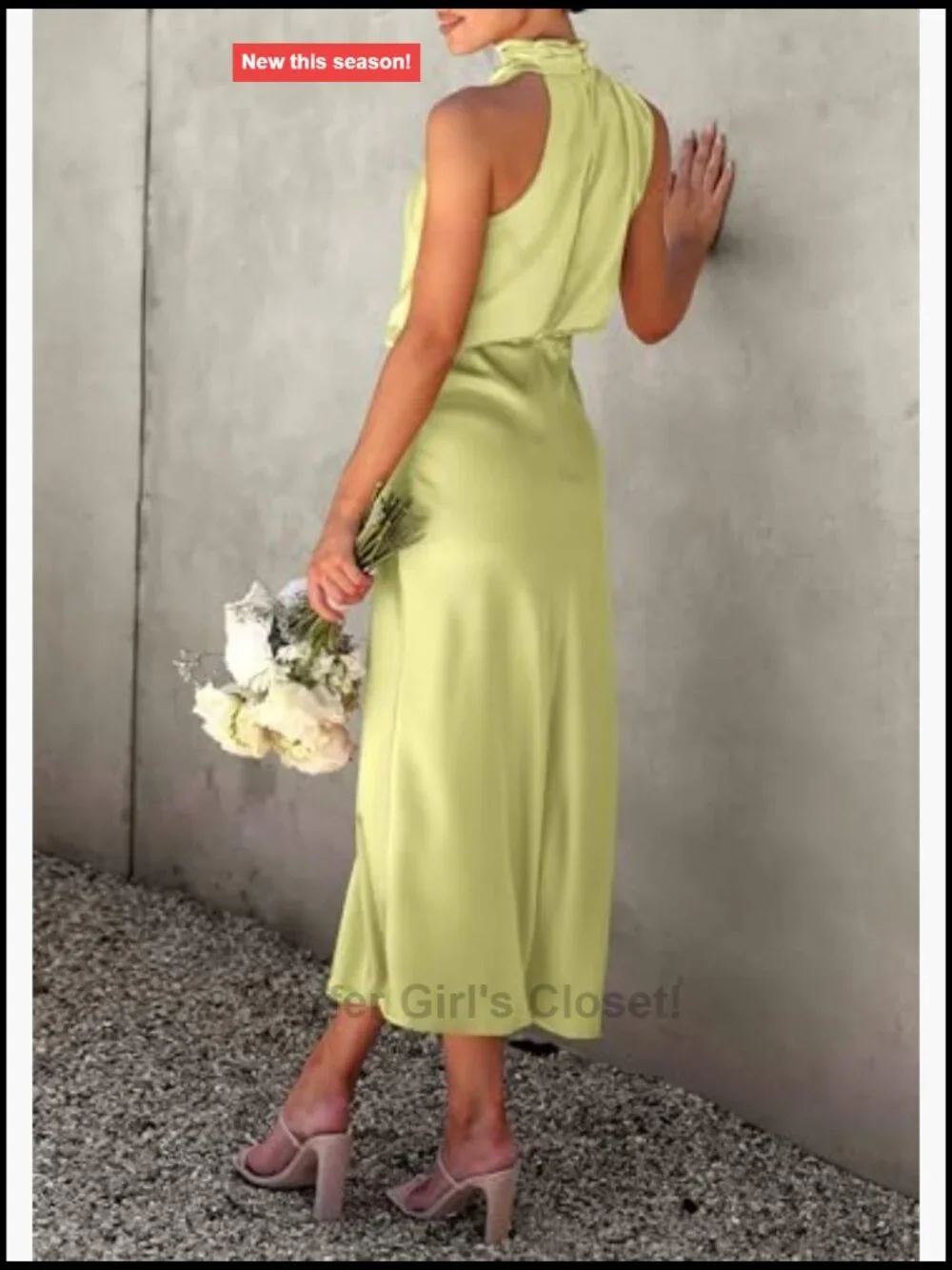 Elegant Satin Maxi Dress for Women Sleeveless Mock Neck Formal Party Cocktail